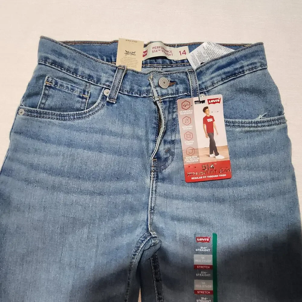 Levi's performance 514 kids straight jeans size 14 27''x29''